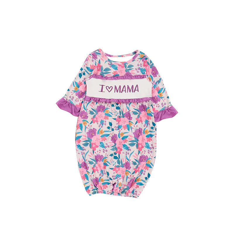 ( Moq 5 ) Preorder Baby Girls Infant I Love MAMA Flower Gown Romper