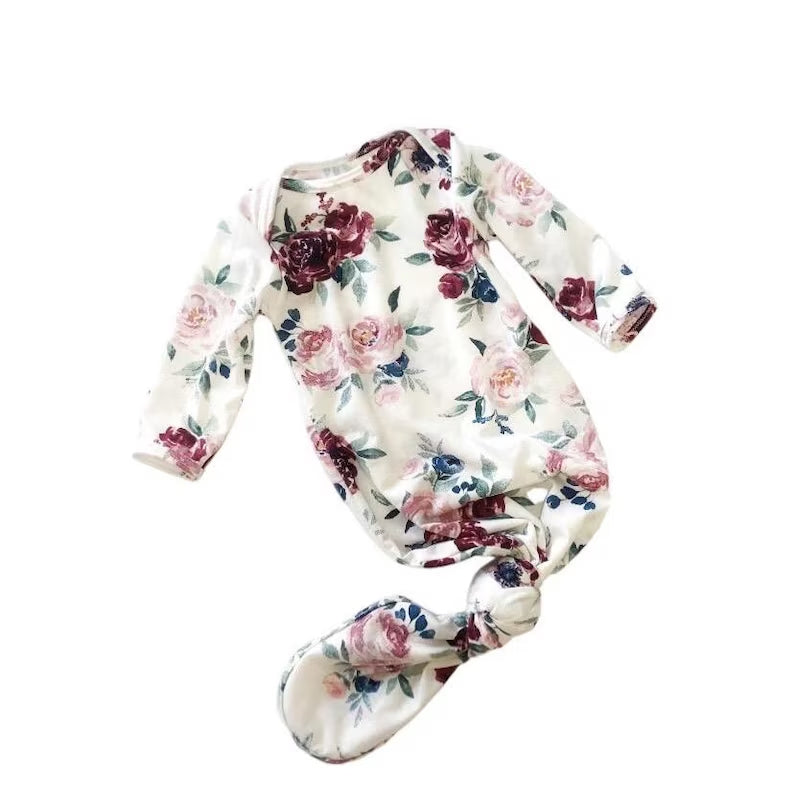 ( Moq 5 ) Preorder Baby Newborn Girls Long Sleeves Flower Gown Romper