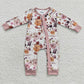 LR0363 Baby Girl Long Sleeves One Piece Pumpkin Fall Romper