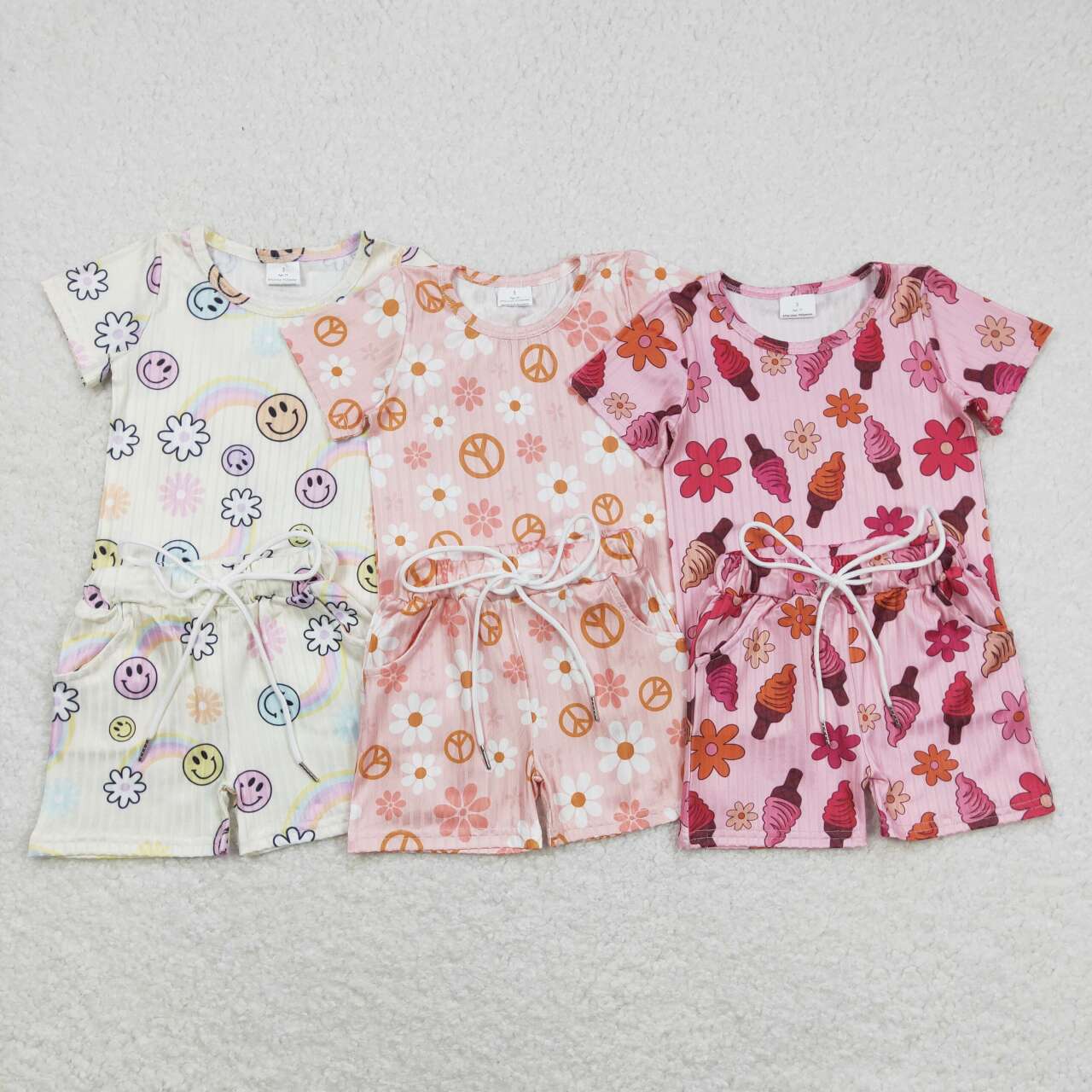 Baby Girl Short Sleeves Floral Tops Pocket Shorts Summer Set Pajamas