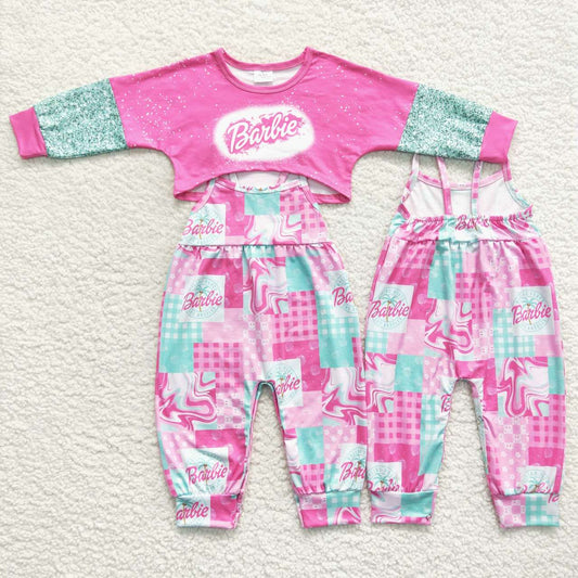 GLP0708 Baby Girl Top & Jumpsuit Doll Pink Outfit