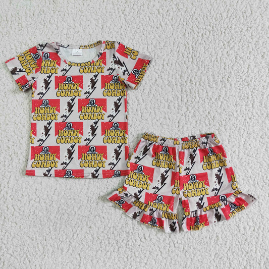 Promotion Baby Girl Summer Cow Shorts Outfit Pajamas