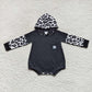 LR0594 Baby Kids Leopard Long Sleeves Hoodie One Piece Romper