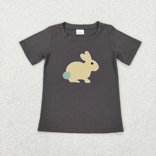 BT0444 Baby Boy Short Sleeves Embroidery Rabbit Shirt