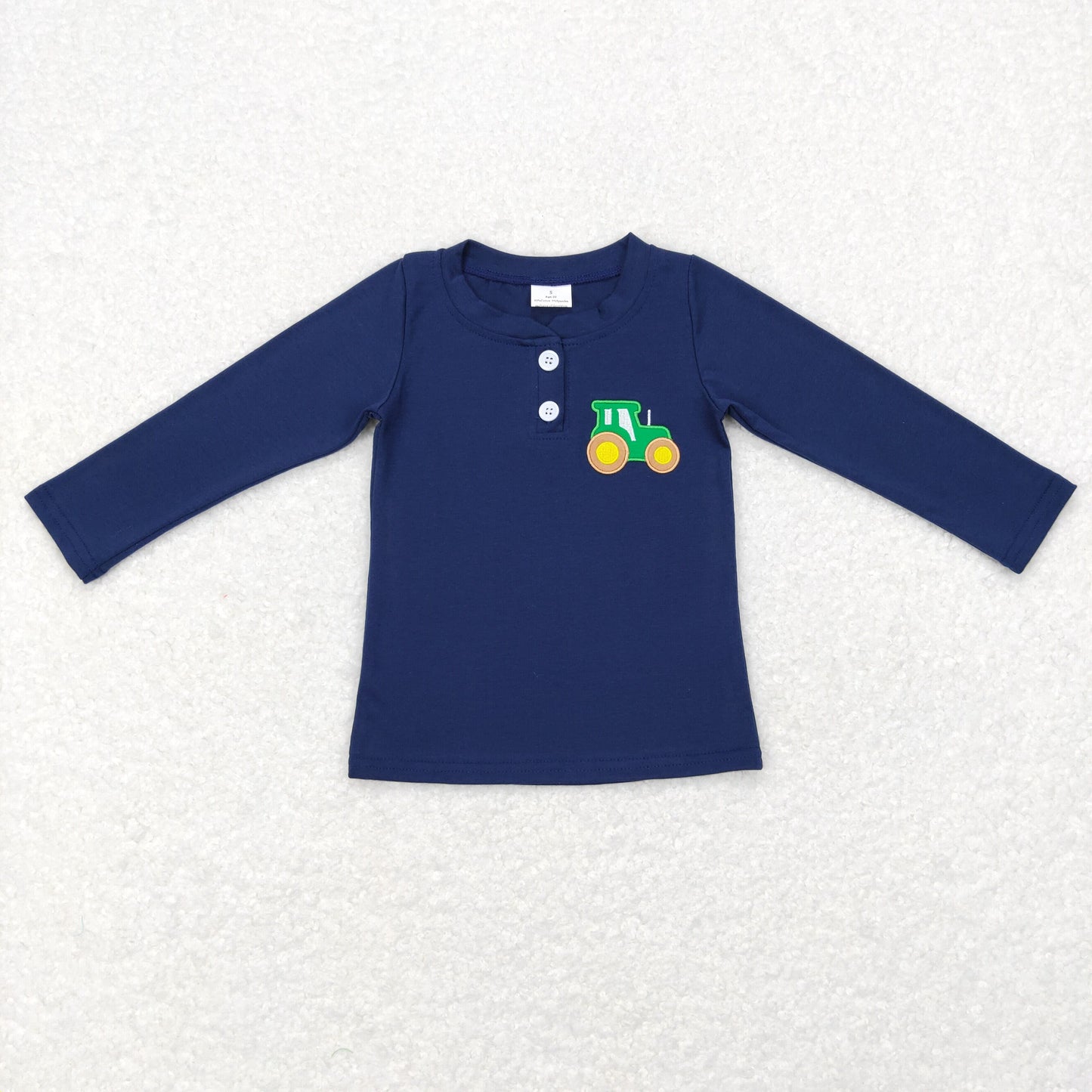 GT0355 Baby Boy Long Sleeves Embroidery Tractor Shirt