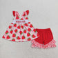 Mama's Girl Embroidery Strawberry Floral Tunic Ruffle Shorts Set