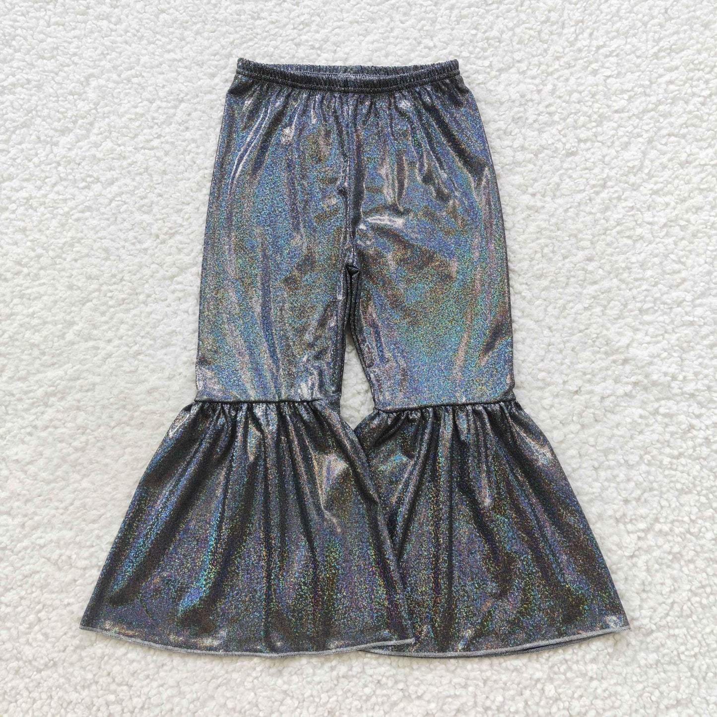 P0195 Baby Girl Holographic Spandex Bell Bottom Pants