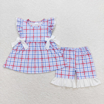 Baby Boy Summer Short Sleeves Pocket Shirt Plaid Shorts Set
