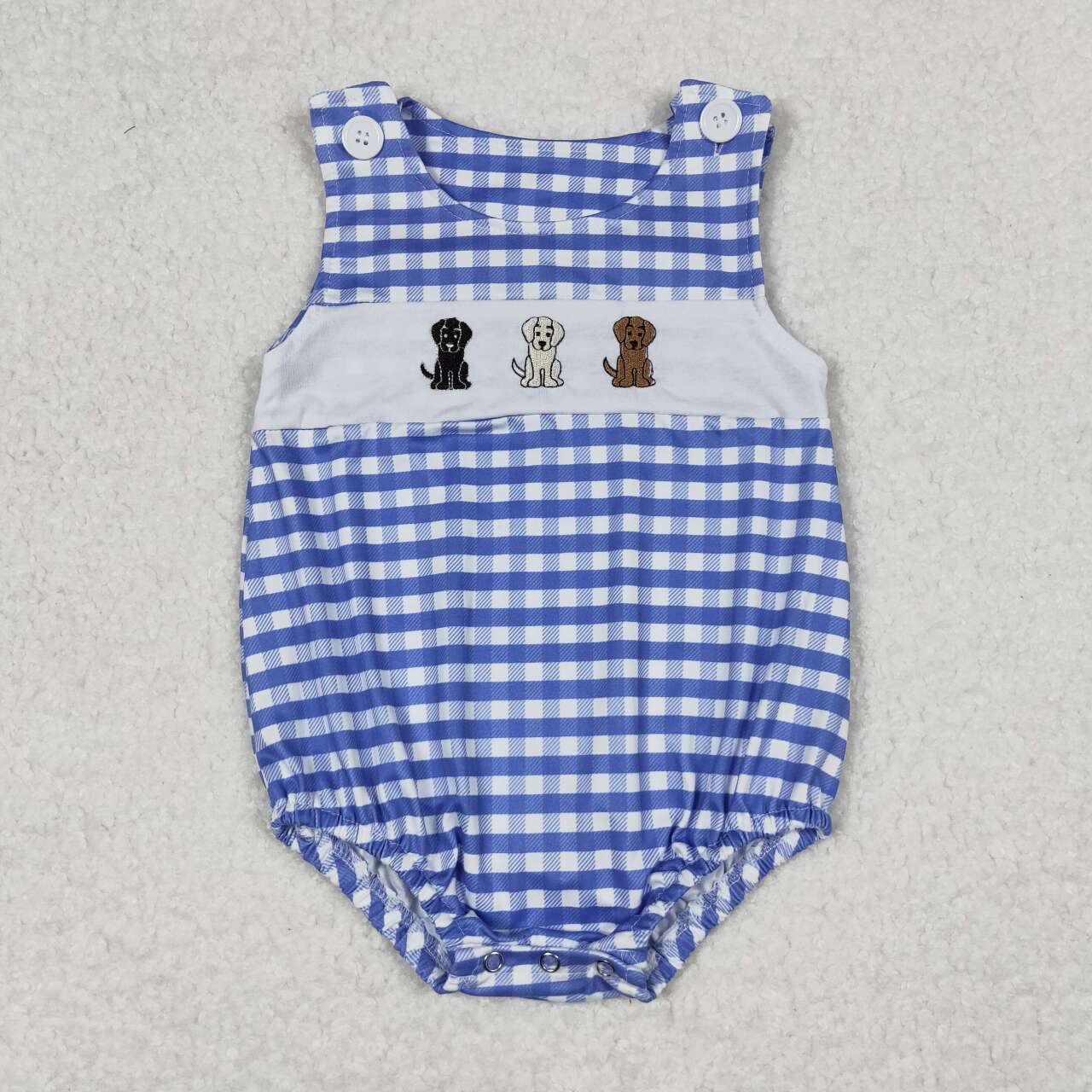 Baby Girl Sleeveless Embroidery Dogs One Piece Romper