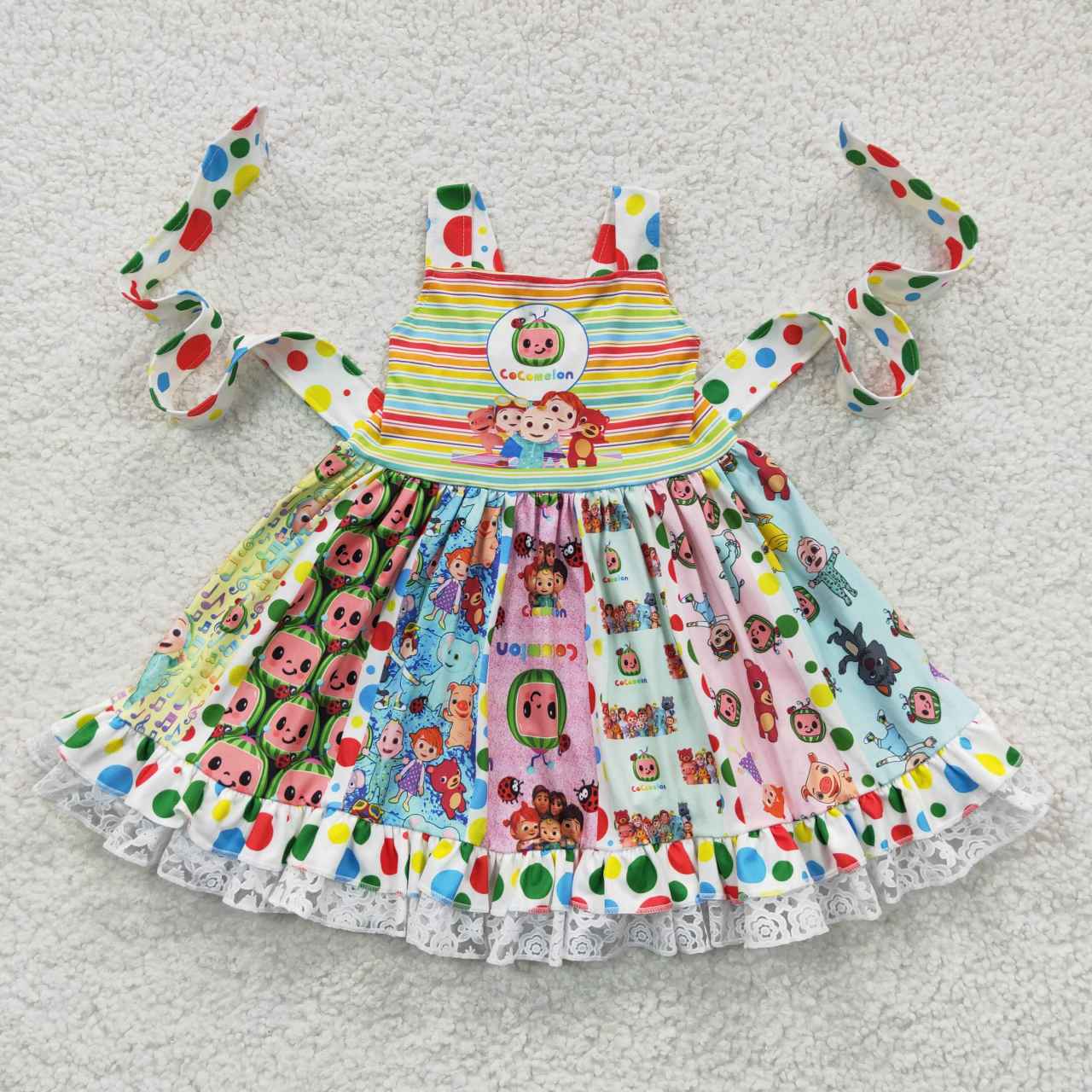 B8-24 Baby Girl Summer Cartoon Twirl Dress