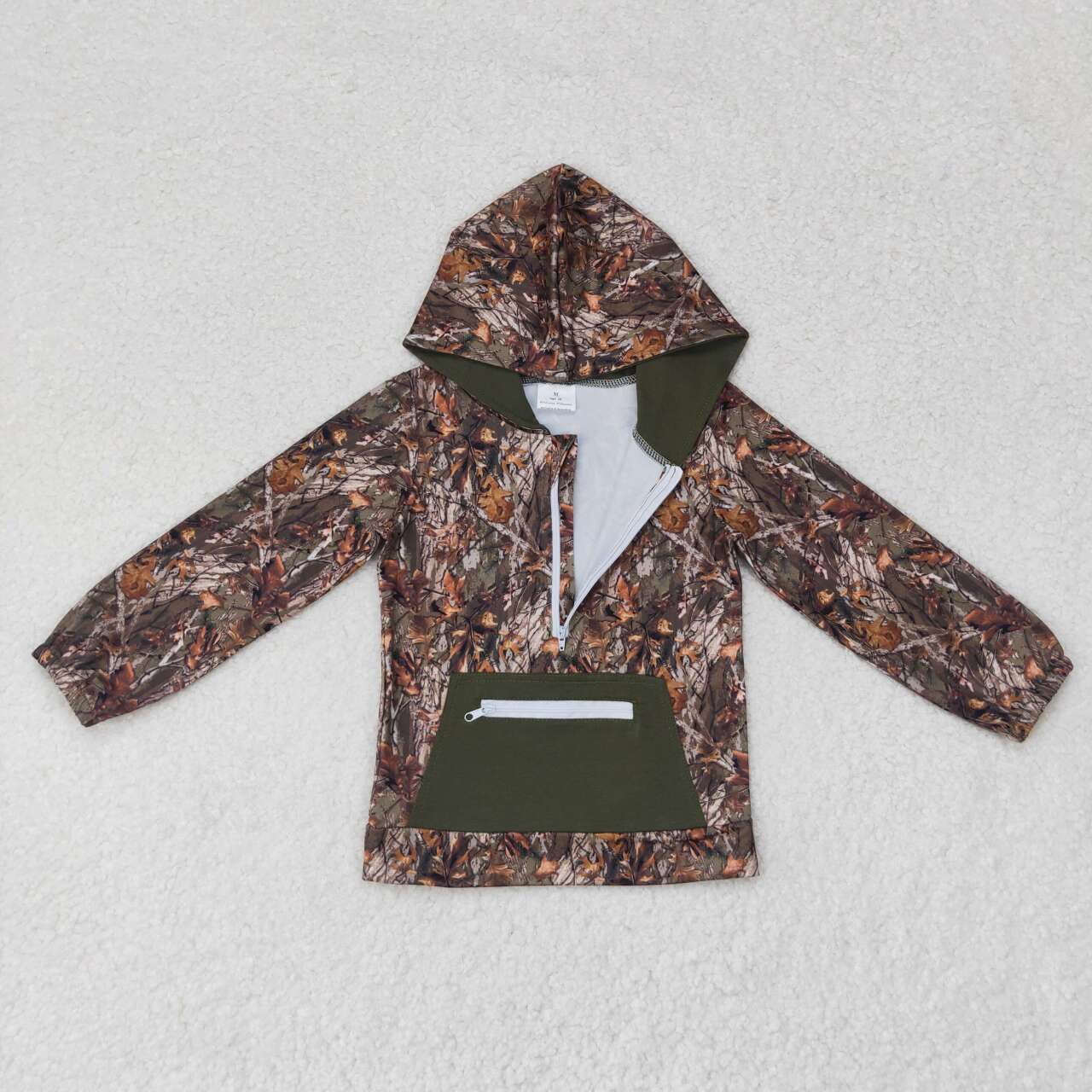 Baby Boy Long Sleeves Camo Pocket Hoodie Zipper Tee Shirts