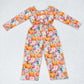 Baby Girl Long Sleeves Pumpkin Flower Pocket Jumpsuit