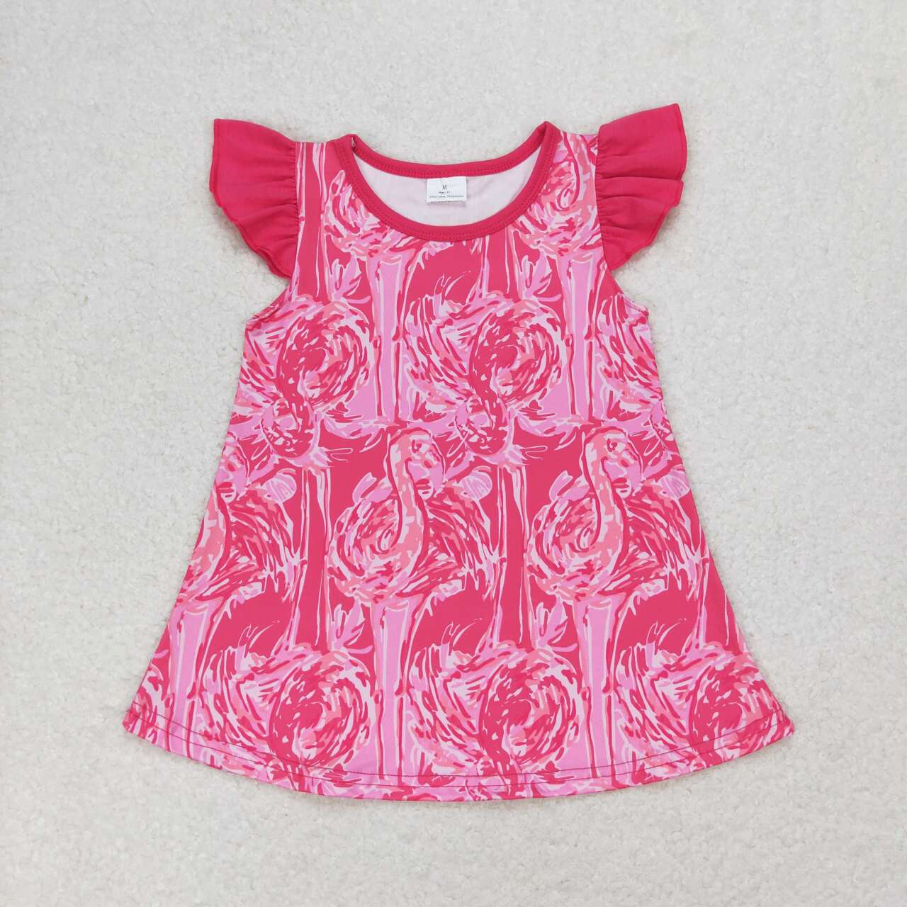 baby girl flamingo short sleeves pink tops