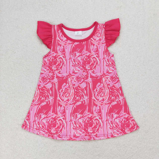 baby girl flamingo short sleeves pink tops