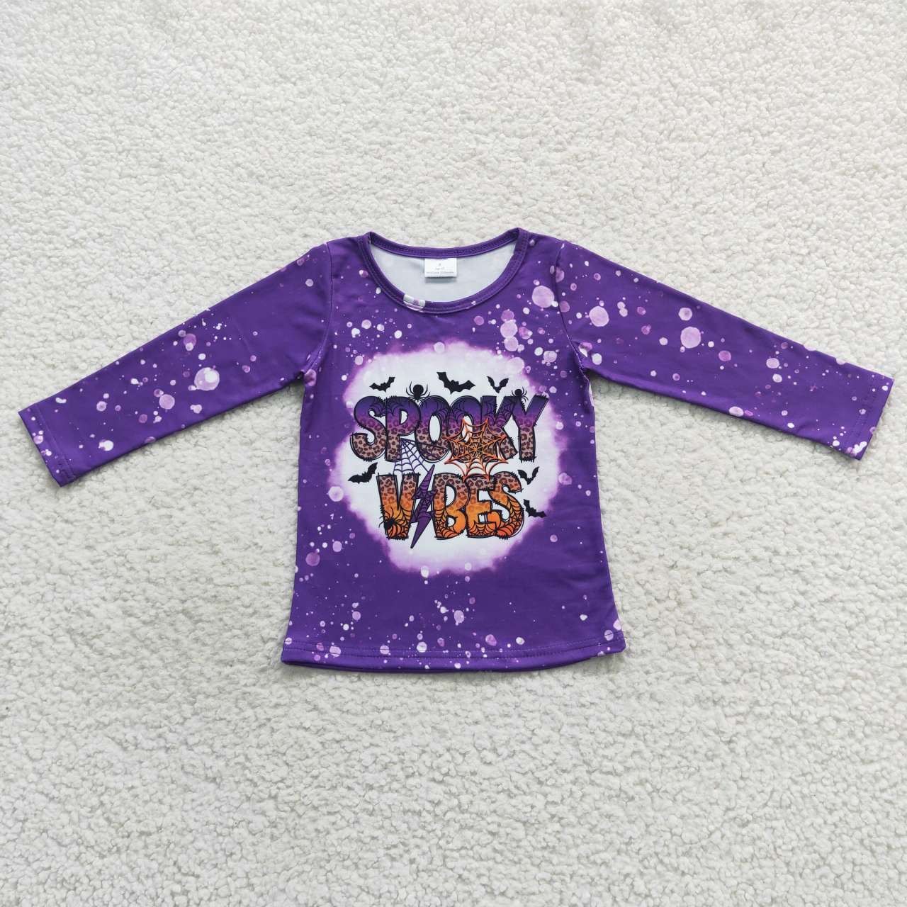 GT0234 Baby Girl Long Sleeves Spooky Vibes Halloween Shirt