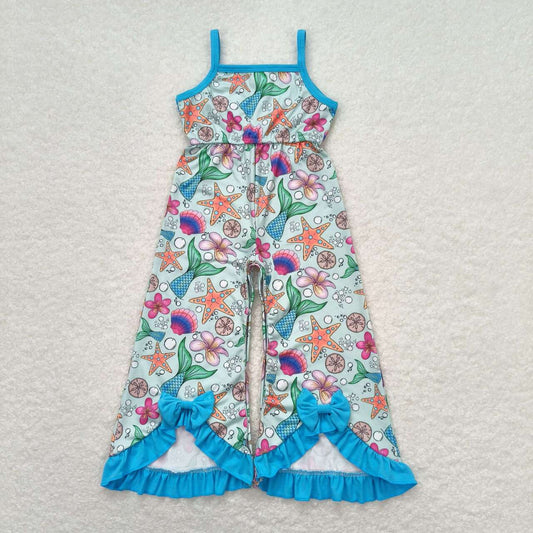 Baby Girl Sleeveless Mermaid Flower Pants Overalls Jumpsuit