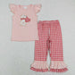 BSPO0269 Baby Boy Short Sleeves Valentine's Embroidery Dog Heart Shirt Red Plaid Pants Set Pajamas