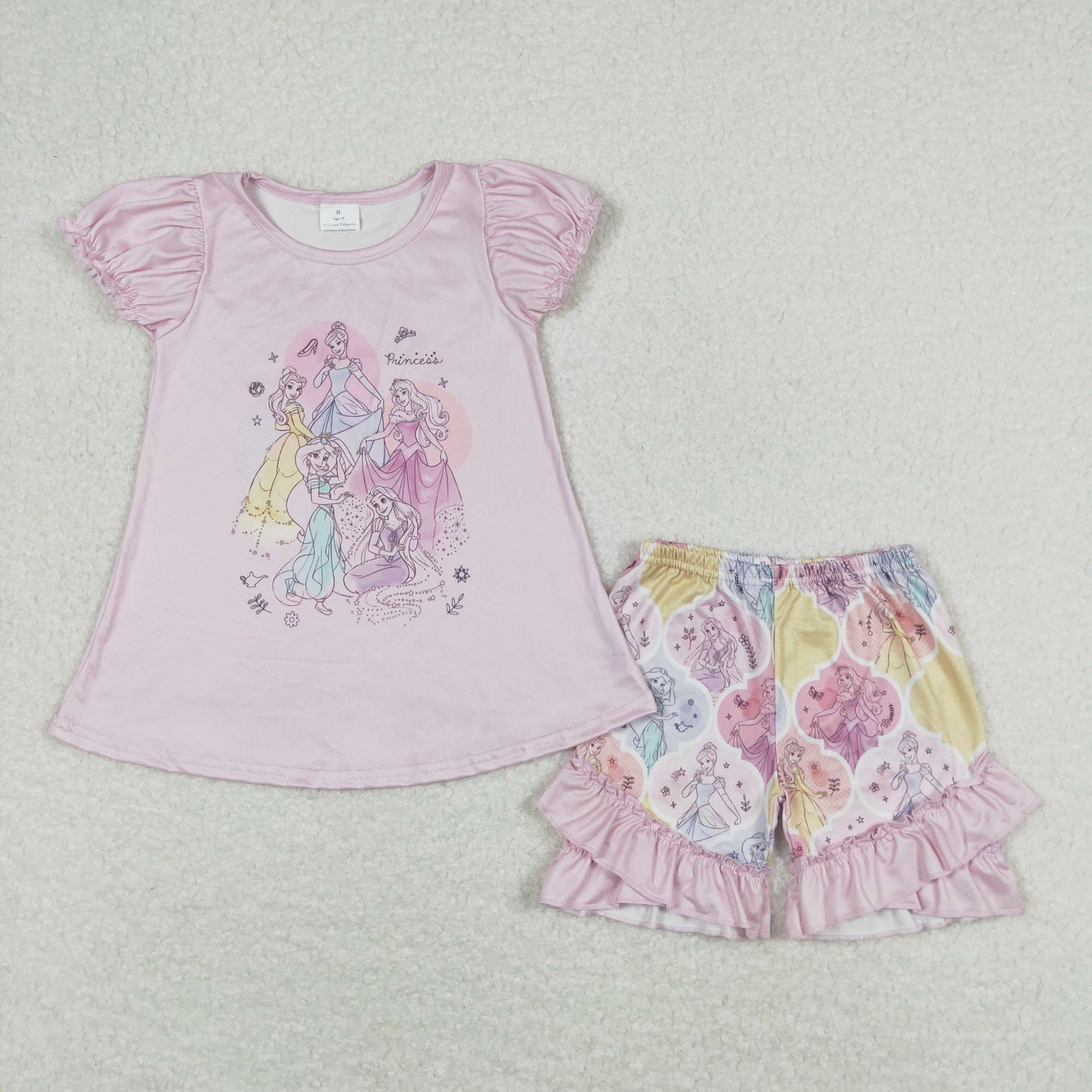 Baby Girl Short Sleeves Princess Tunic Shorts Summer Set