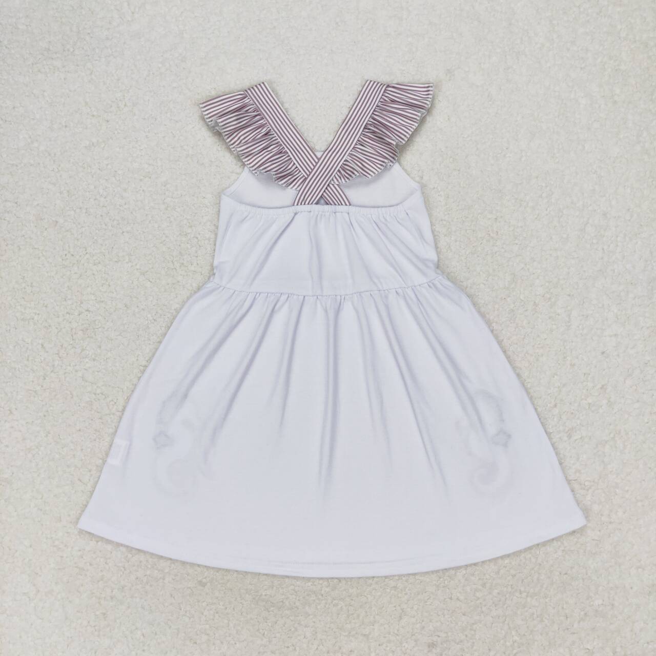 Baby Girl Embroidery Sea Horse Stripes Summer Dress