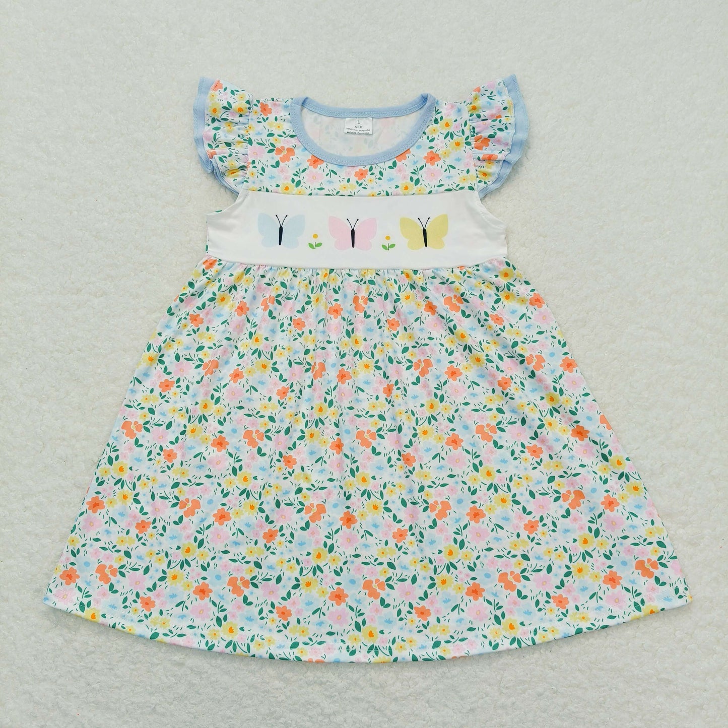 Baby Girl Short Sleeves Butterfly Floral Dress