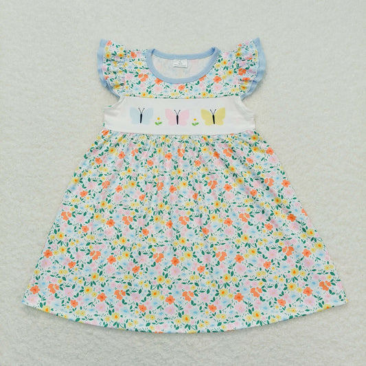 Baby Girl Short Sleeves Butterfly Floral Dress