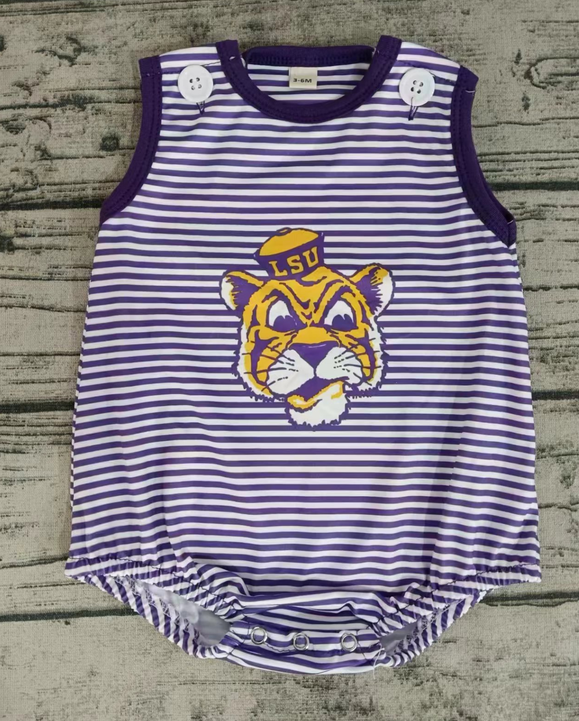 Baby Boy Tiger Stripes Purple Bubble One Piece Team Romper