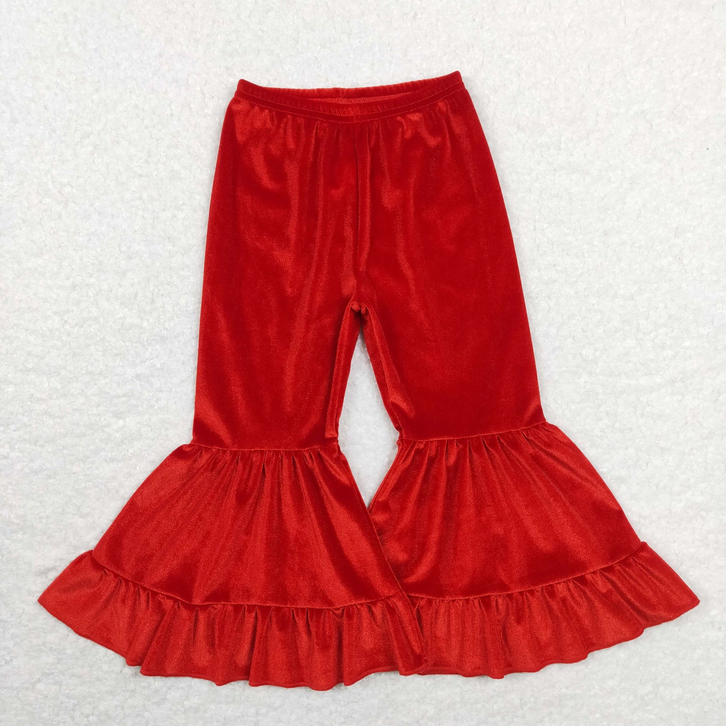 P0417 Baby Girl Red Velvet Bell Pants