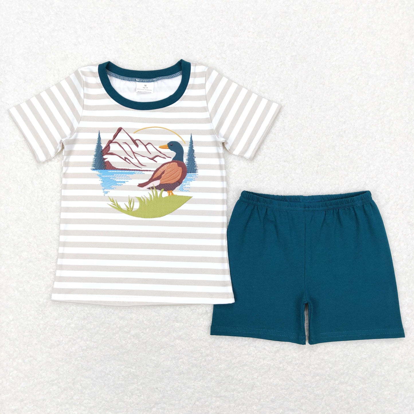 BSSO0307 Baby Boy Short Sleeves Duck Shirt Cotton Shorts Set