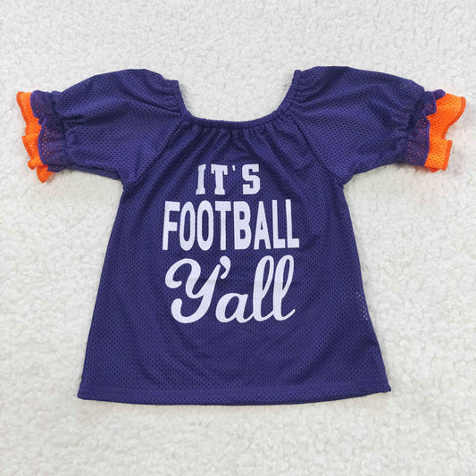 GT0275 Baby Girl Short Sleeves Football Purple Shirt Tops