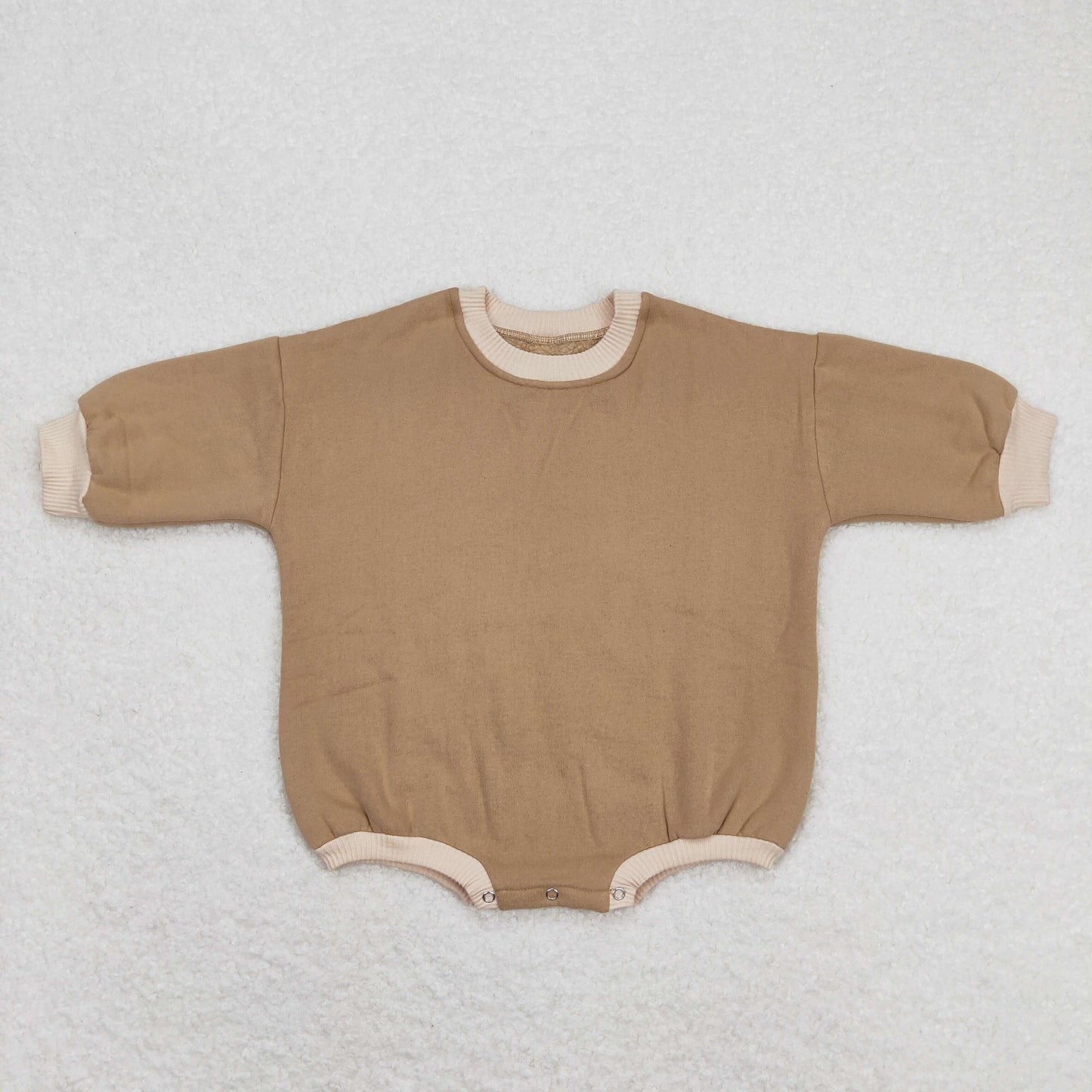 Baby Girl Long Sleeves Light Brown Cotton Sweater Romper