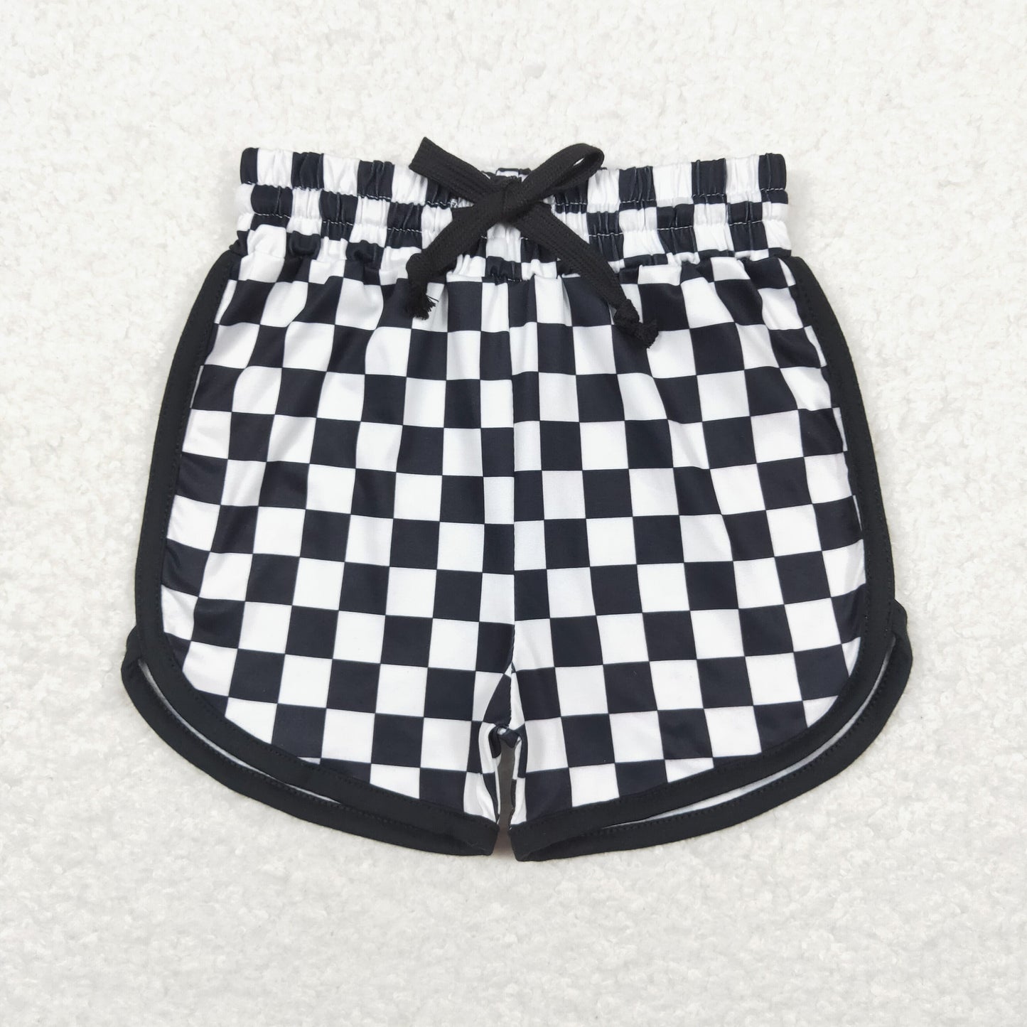 Baby Girl Summer Black White Checkered Shorts