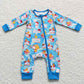 LR0617 Baby Boy Blue Zipper One Piece Romper