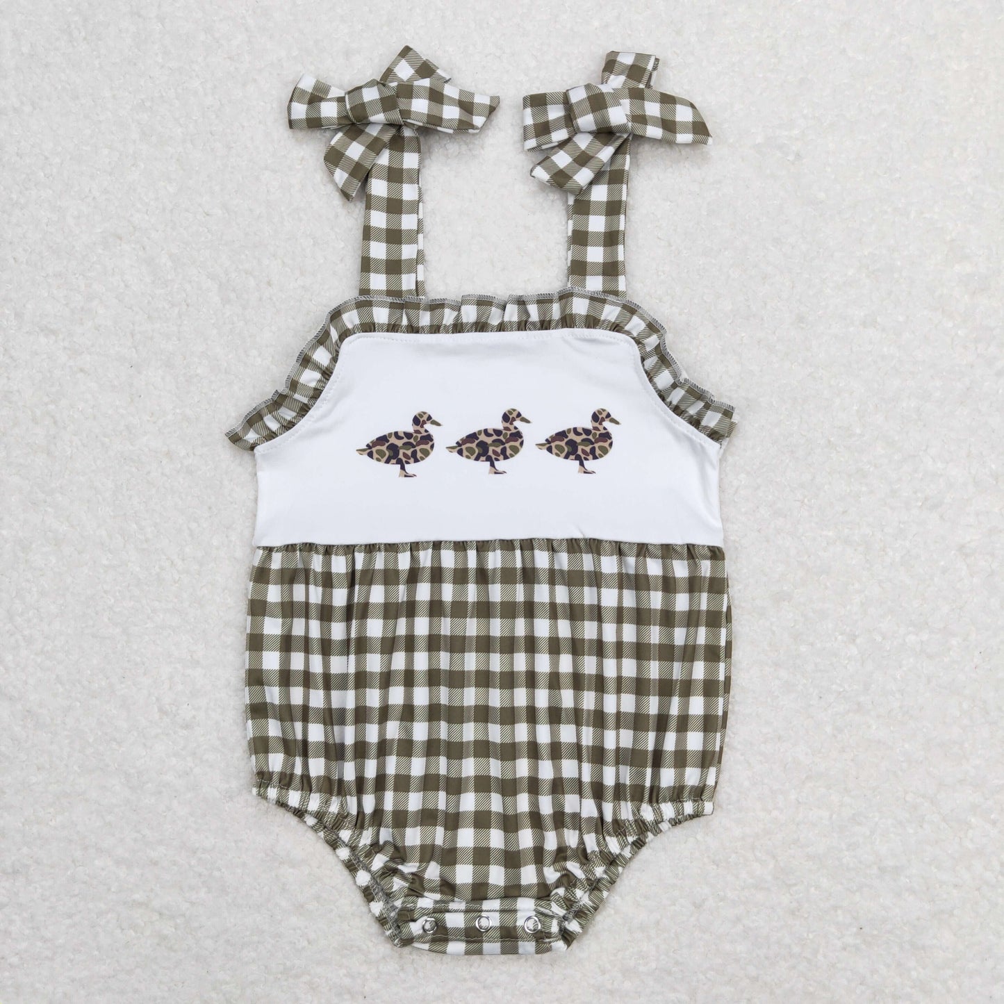 Baby Boy Sleeveless Camo Ducks Plaid Summer One Piece Romper