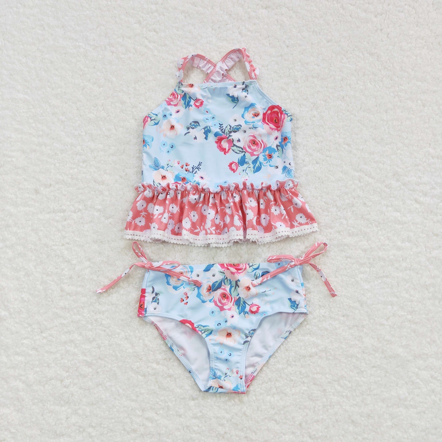 S0159 Baby Girl Floral One Piece Summer Swimsuit