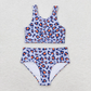 Baby Girl Sleeveless Leopard Tops Bummie Shorts Blue Swimsuit