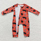 LR0342 Baby Boy Newborn Long Sleeves Zip Western Cow One Piece Romper