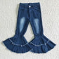 Sibling Baby Girls Bell Bottom Denim Pants Blue Jeans Clothes RTS