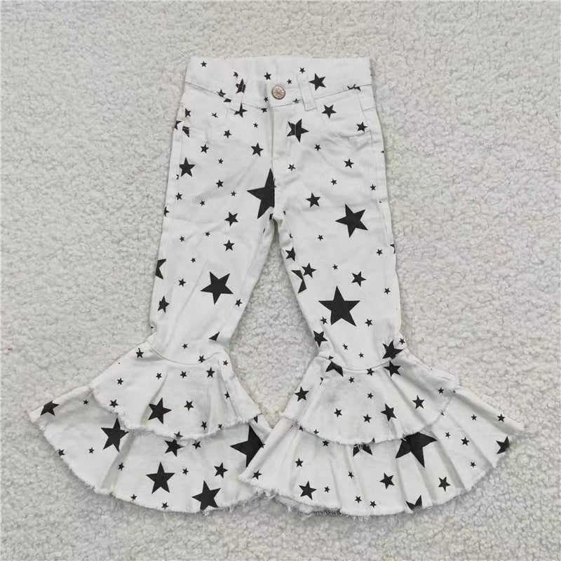 Sibling Baby Girls Toddler Denim Bell Bottom Pants Jeans Clothes RTS