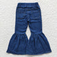 Sibling Baby Girls Bell Bottom Denim Pants Blue Jeans Clothes RTS