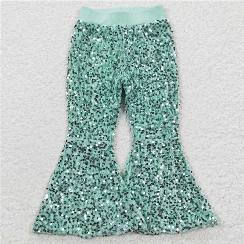 Sibling Baby Girls Kids Sequins Mardi Gras Bell Bottom Pants Clothes RTS