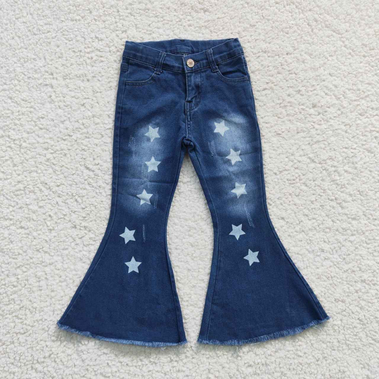 Sibling Baby Girls Toddler Denim Bell Bottom Pants Blue Jeans Clothes RTS