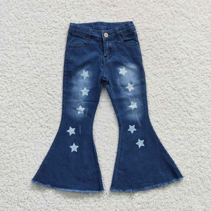 Sibling Baby Girls Toddler Denim Bell Bottom Pants Blue Jeans Clothes RTS