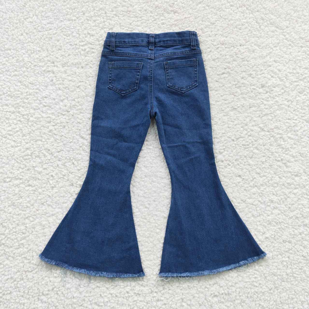 Sibling Baby Girls Toddler Denim Bell Bottom Pants Blue Jeans Clothes RTS