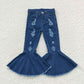 Sibling Baby Girls Bell Bottom Denim Pants Blue Jeans Clothes RTS