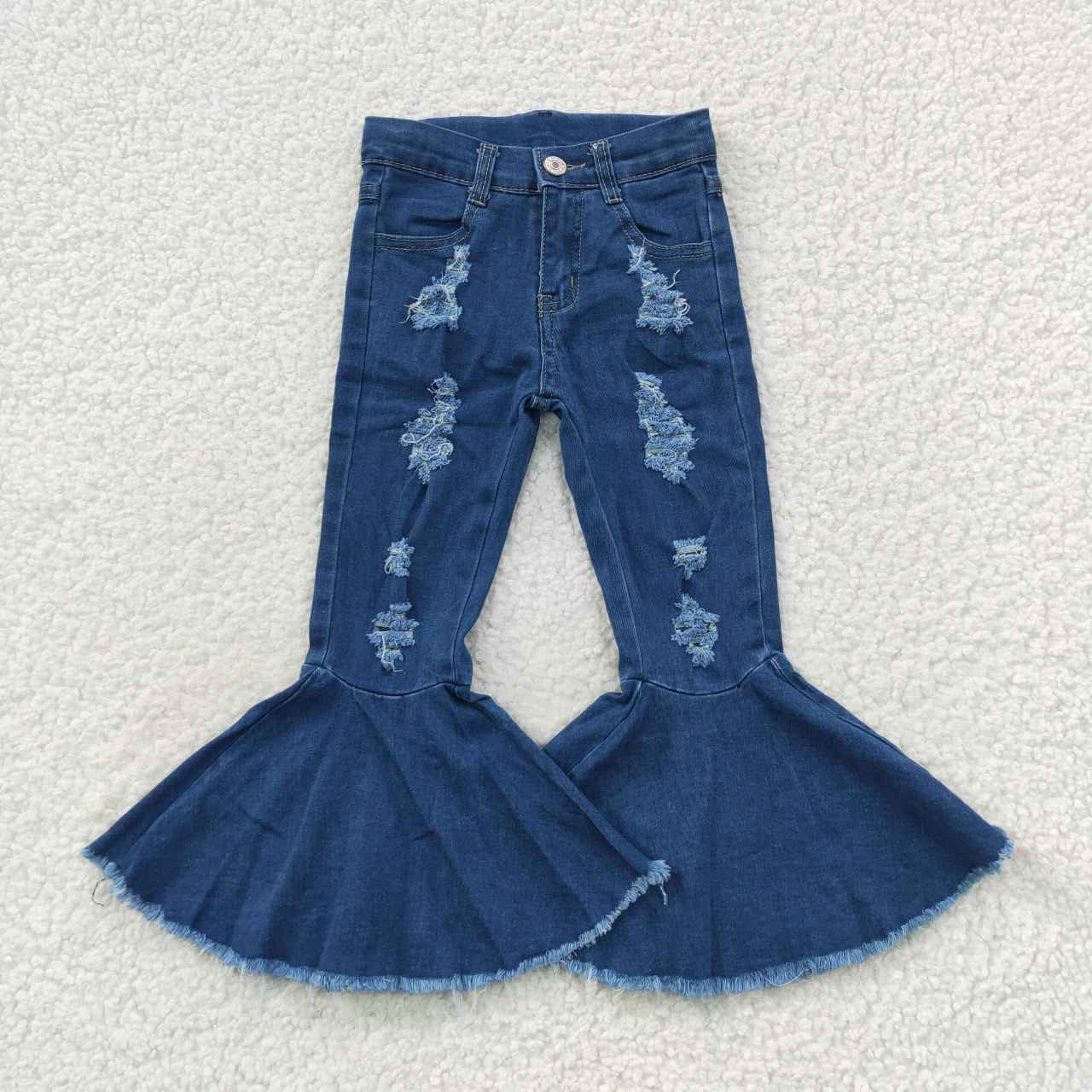 Sibling Baby Girls Bell Bottom Denim Pants Blue Jeans Clothes RTS