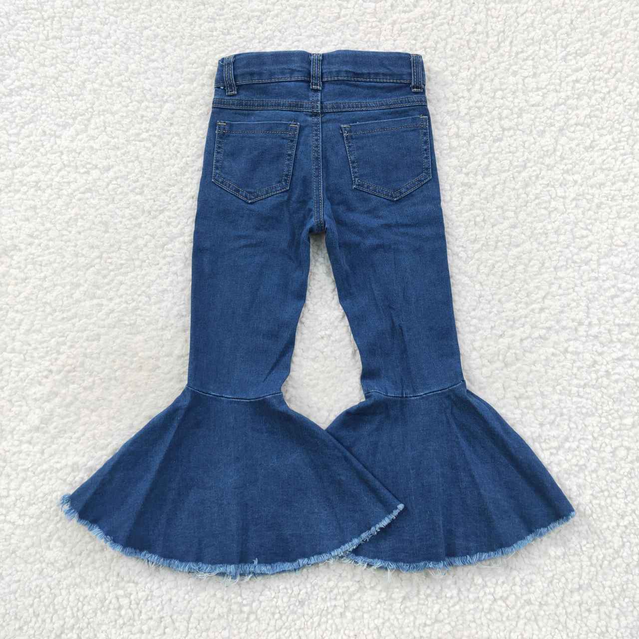 Sibling Baby Girls Bell Bottom Denim Pants Blue Jeans Clothes RTS