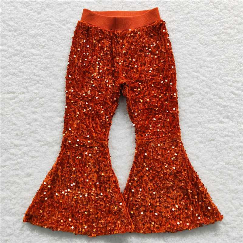 Sibling Baby Girls Kids Sequins Mardi Gras Bell Bottom Pants Clothes RTS