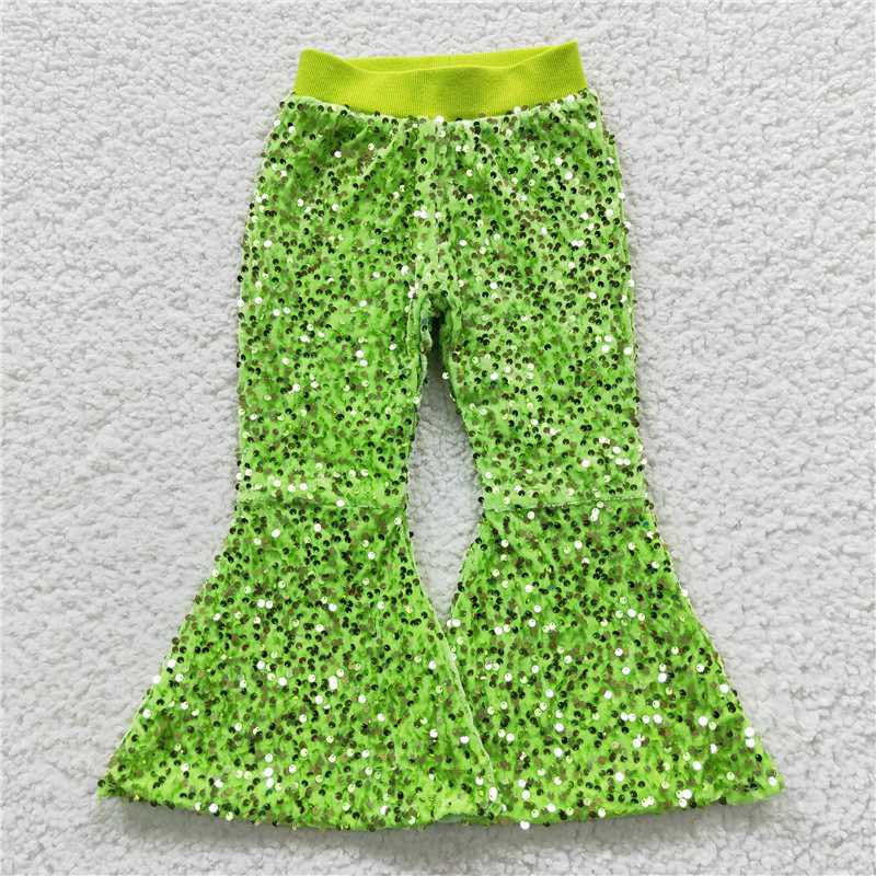 Sibling Baby Girls Kids Sequins Mardi Gras Bell Bottom Pants Clothes RTS