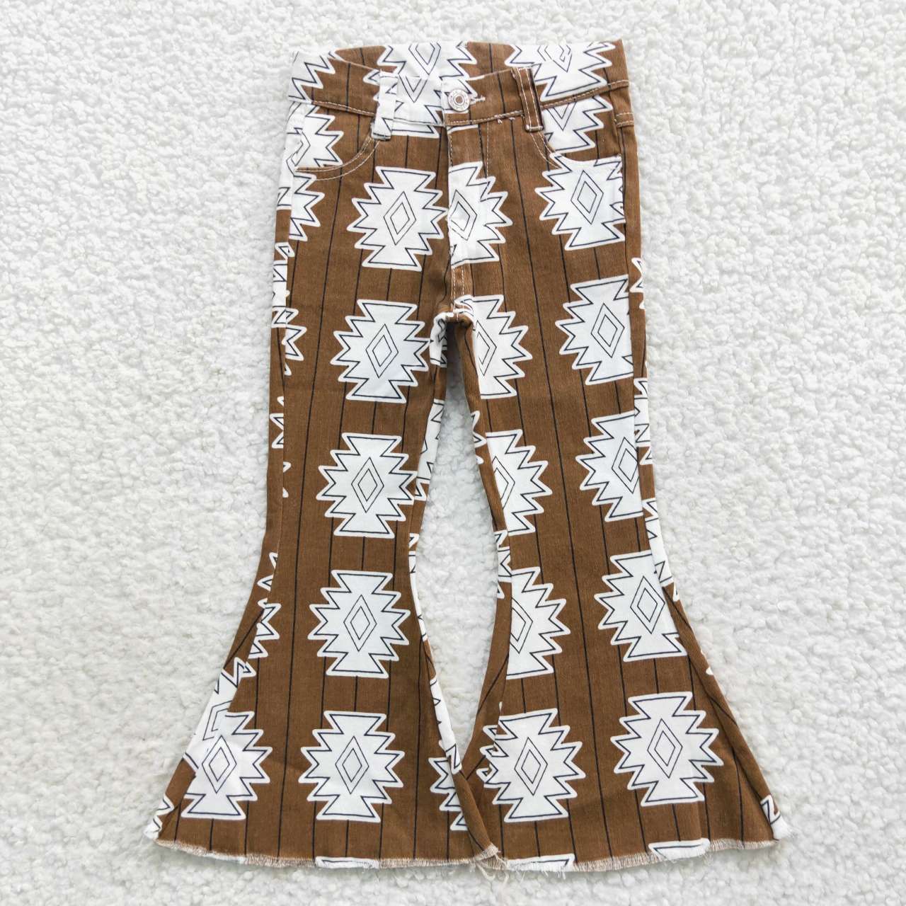 Baby Girl Western Rodeo Aztec Denim Bell Pants Sibling Clothes RTS