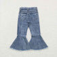 Sibling Baby Girls Bell Bottom Denim Pants Blue Jeans Clothes RTS